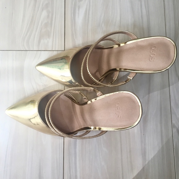 ASOS Gold Platoon Heels, Size 6 - Picture 3 of 7